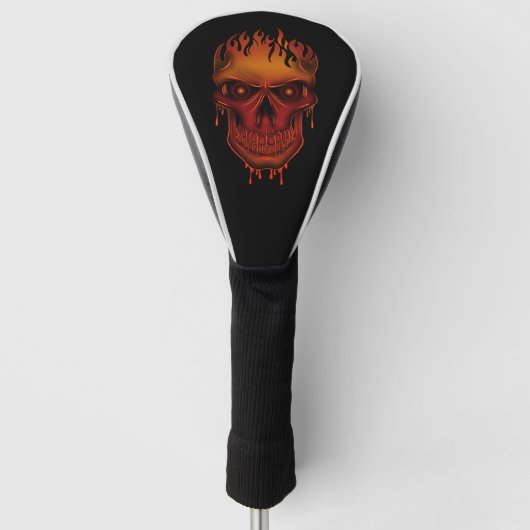 Flammenschädel Golf Headcover (Vorderseite)