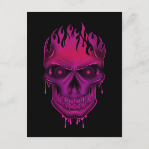 Flammenschädel - Hot Pink Postkarte