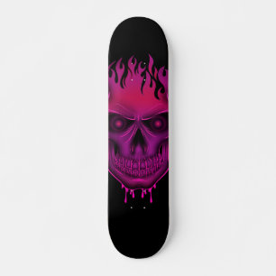 Flammenschädel - Hot Pink Skateboard