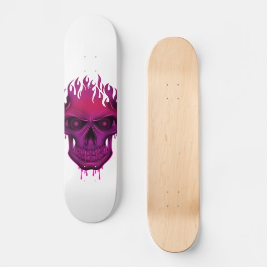 Flammenschädel - Hot Pink Skateboard (Vorderseite)