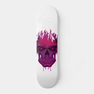 Flammenschädel - Hot Pink Skateboard