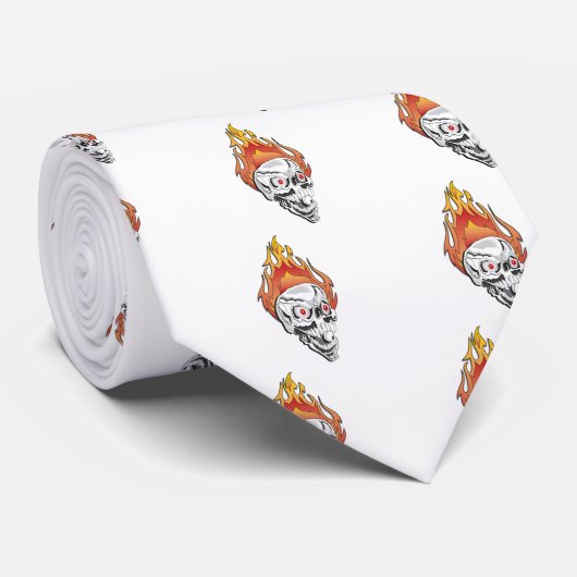 Flammenschädel Krawatte (Gerollt)