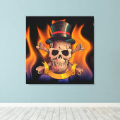 Flammenschädel Leinwanddruck (Insitu (Holzboden))