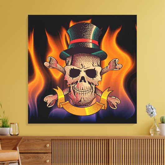 Flammenschädel Leinwanddruck (Insitu (Wohnzimmer))