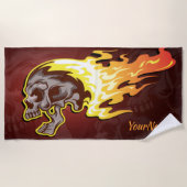 Flammenschädel - Name hinzufügen - Strandtuch (Vorderseite)