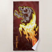 Flammenschädel - Name hinzufügen - Strandtuch (Vorderseite)