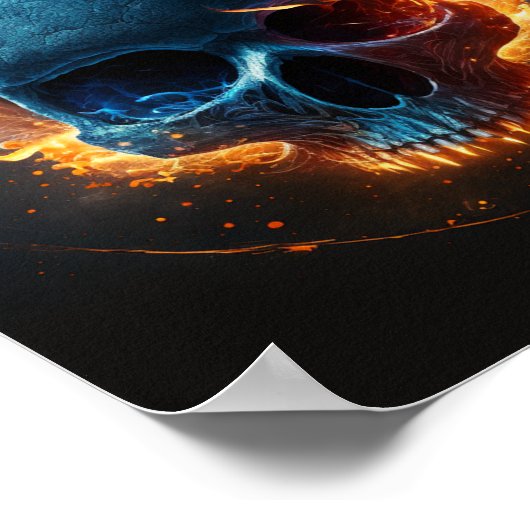 Flammenschädel Poster (Ecke)