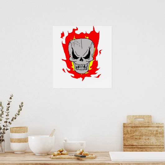 Flammenschädel Poster (Küche)