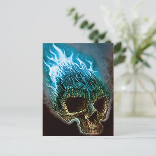 Flammenschädel Postkarte (Stehend Vorderseite)