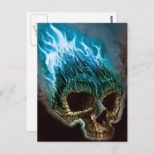 Flammenschädel Postkarte (Vorne/Hinten)