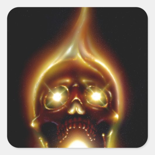 Flammenschädel Quadratischer Aufkleber (Vorderseite)