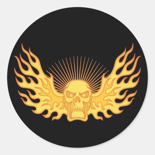 Flammenschädel Runder Aufkleber (Vorderseite)