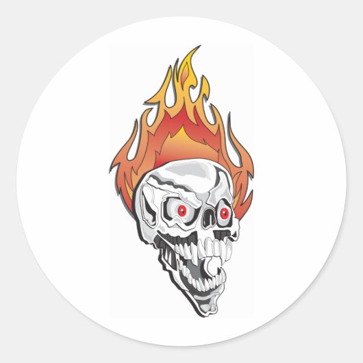 Flammenschädel Runder Aufkleber (Vorderseite)