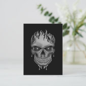 Flammenschädel - Silber Postkarte (Stehend Vorderseite)