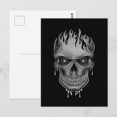 Flammenschädel - Silber Postkarte (Vorne/Hinten)