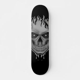 Flammenschädel - Silber Skateboard