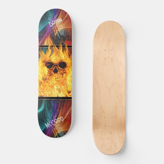 Flammenschädel Skateboard (Vorderseite)