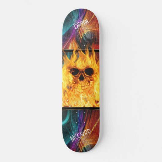 Flammenschädel Skateboard (Vorderseite)