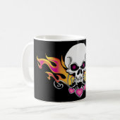 Flammenschädel und Herz Kaffeetasse (Vorderseite Links)