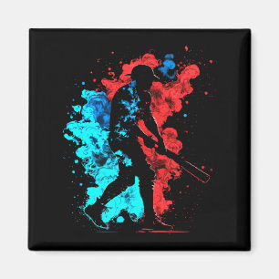 Flammenschrift Baseball-Shirt Retro Baseballschläg Magnet