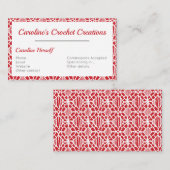 Flammenskarlett mit weißem Crochet-Spitzentyp Visitenkarte (Vorne/Hinten)