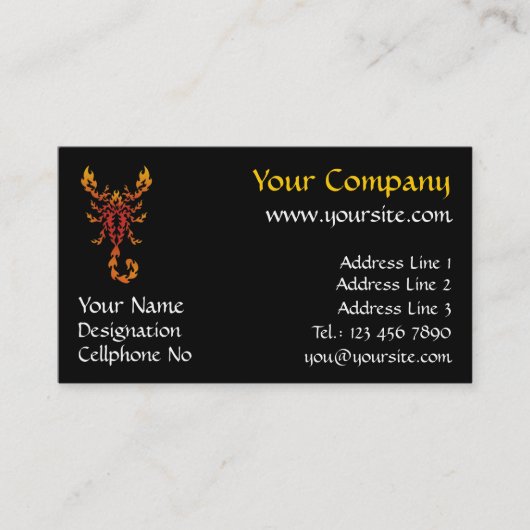 Flammenskorpion Visitenkarte (Vorderseite)