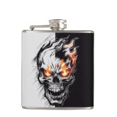 Flammenskull - Metalgravur Art #4 Flachmann (Vorderseite)