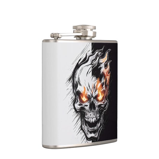 Flammenskull - Metalgravur Art #4 Flachmann (Rechts)