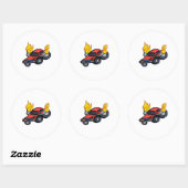 Flammenwagen Runder Aufkleber (Blatt)