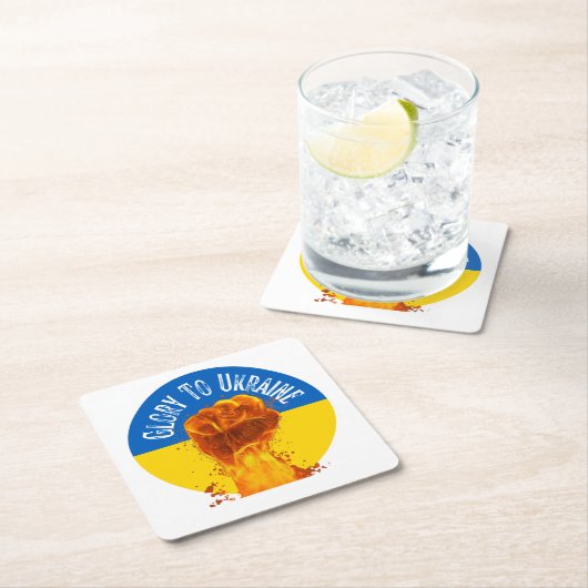 Flammfördercoas für die Fahne in der Ukraine Rechteckiger Pappuntersetzer (Vor Ort)