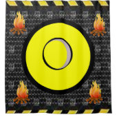 Flammgelber schwarzer Duschvorhang (Vorderseite)