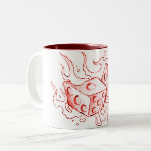 Flamming Würfel Zweifarbige Tasse (Vorderseite Links)