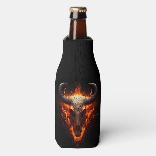 Flammkuh Skull Goth Flaschenkühler (Flaschenvorderseite)