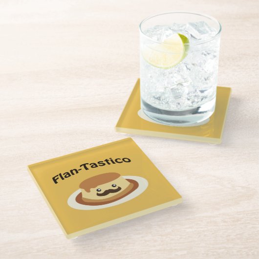 Flan-Tastico! Niedlich Flan Glasuntersetzer (Schrägansicht)