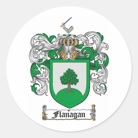 FLANAGANISCHES FAMILIENWAPPEN - WAFFENKÜRZE VON FL RUNDER AUFKLEBER (Vorderseite)