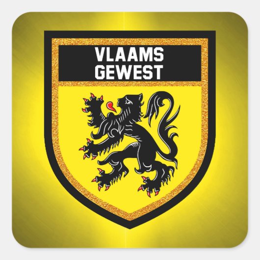 Flandern-Flagge Quadratischer Aufkleber (Vorderseite)