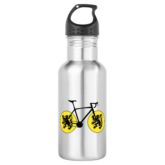 Flandern-Flaggenradfahren Edelstahlflasche (Vorderseite)