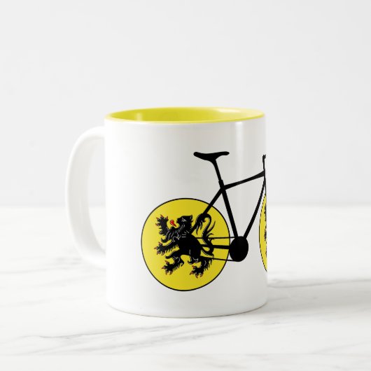 Flandern-Flaggenradfahren Zweifarbige Tasse (Vorderseite Links)