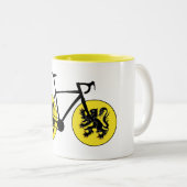 Flandern-Flaggenradfahren Zweifarbige Tasse (VorderseiteRechts)