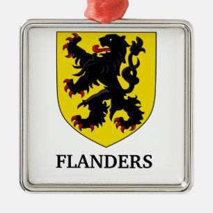 Flandern Wappen Heraldischer Löwe Ornament Aus Metall