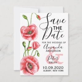 Flanders Poppy Elegante Wasserfarbenhochzeit Save The Date