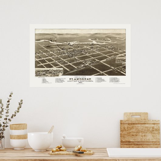 Flandreau, SD Panoramic Map - 1883 Poster (Küche)