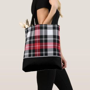 Flanell Black, White and Red Tartan Kariert Tasche