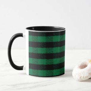 Flanell-Büffel-Karo grüne Holzfäller-Textur Tasse