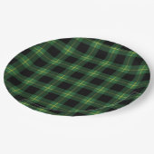 Flanell-grüner Büffel-karierter Muster-Fall-Herbst Pappteller (Schrägansicht)