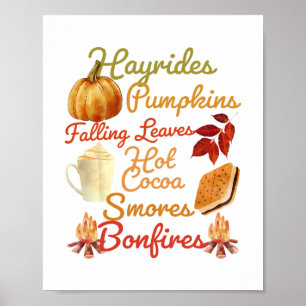 Flanell Kürbisse Lagerfeuer Thanksgiving-Tag Herbs Poster