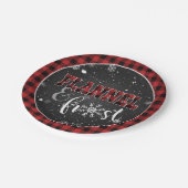 Flanell- und Frostpapierplatte - roter Schnee Pappteller (Schrägansicht)