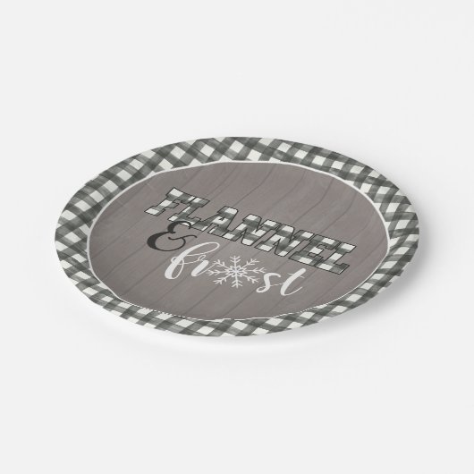 Flanell- und Frostpapierplatte - weiß - graues Hol Pappteller (Schrägansicht)