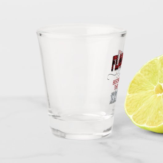 Flanell vor dem Ring-Shot-Glas - rot Schnapsglas (Links)