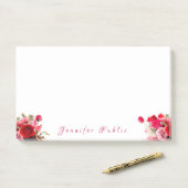 Flankieren von Rose für geschriebenen Skriptnamen Post-it Klebezettel (Auf Schreibtisch)